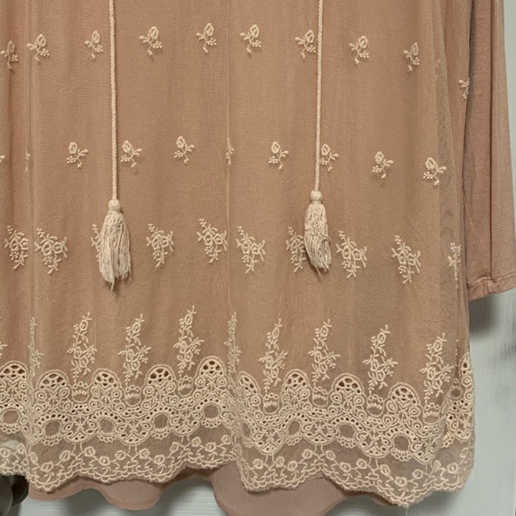 Women’s Top with Embroidered Sheer Overlay - Picture 4 of 7